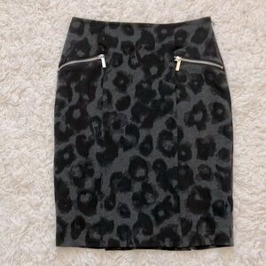 Michael Kors Black Leopard Print Pencil Skirt